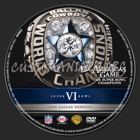 NFL Super bowl 06 1971 Dallas Cowboys dvd label