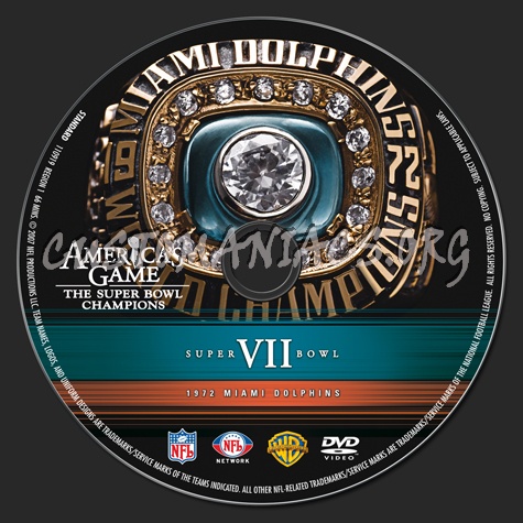 NFL Super bowl 07 1972 Miami Dolphins dvd label