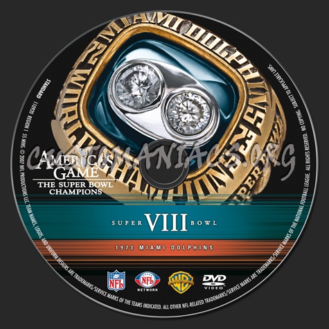 NFL Super bowl 08 1973 Miami Dolphins dvd label