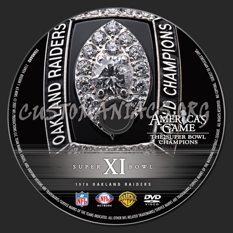 NFL Super bowl 11 1976 Oakland Raiders dvd label