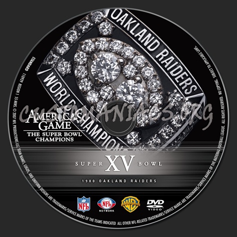 NFL Super bowl 15 1980 Oakland Raiders dvd label