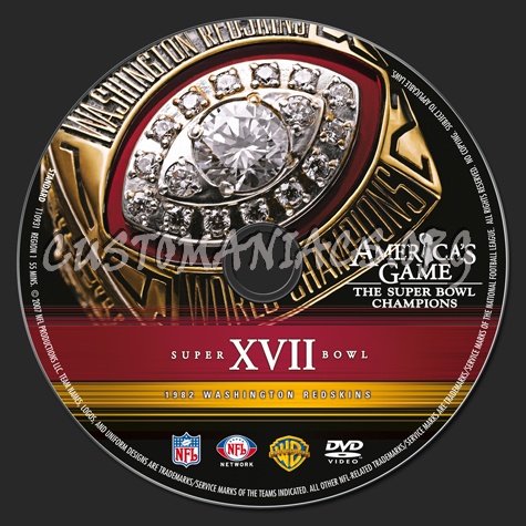 NFL Super bowl 17 1982 Washington Redskins dvd label