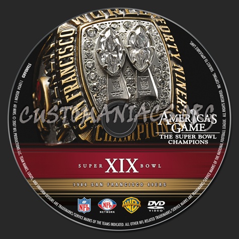 NFL Super bowl 19 1984 San Francisco 49ers dvd label