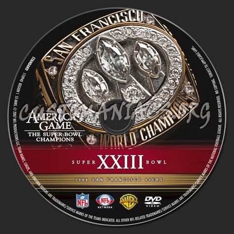 NFL Super bowl 23 1988 San Francisco 49ers dvd label