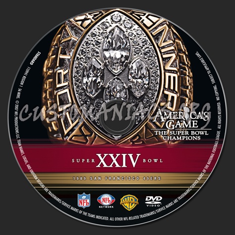 NFL Super bowl 24 1989 San Francisco 49ers dvd label