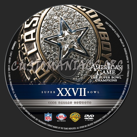 NFL Superbowl 27 1992 Dallas Cowboys dvd label