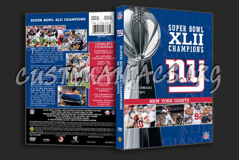 NFL Super bowl XLII Champions New York Giants dvd cover