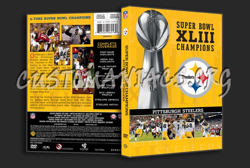 NFL Super bowl XLIII Champions Pittsburgh Steelers dvd cover