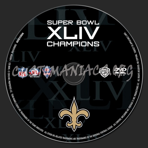 NFL Super bowl XLIV New Orleans Saints dvd label