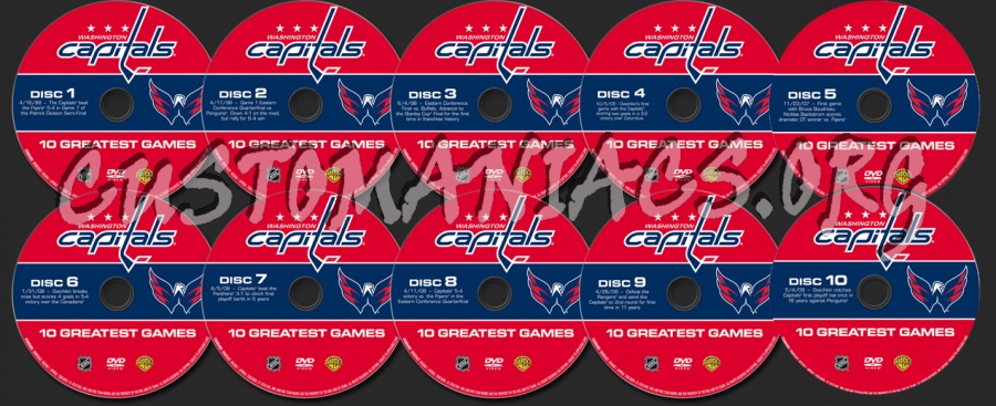 NHL Washington Capitals 10 Greatest Games dvd label