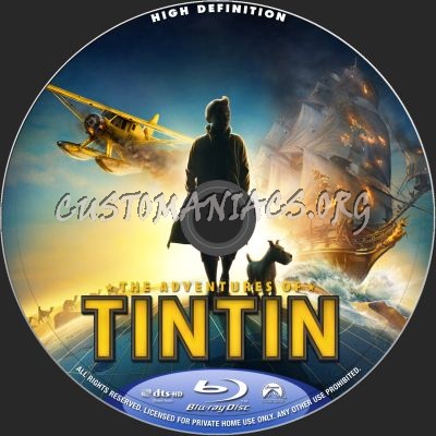 The Adventures of Tintin: The Secret of the Unicorn blu-ray label