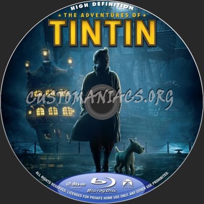 The Adventures of Tintin: The Secret of the Unicorn blu-ray label