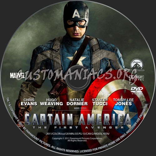 Captain America The First Avenger dvd label