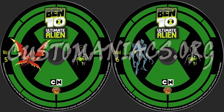 Ben 10 Ultimate Alien Vol 5&6 dvd label