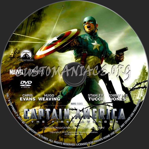 Captain America The First Avenger dvd label