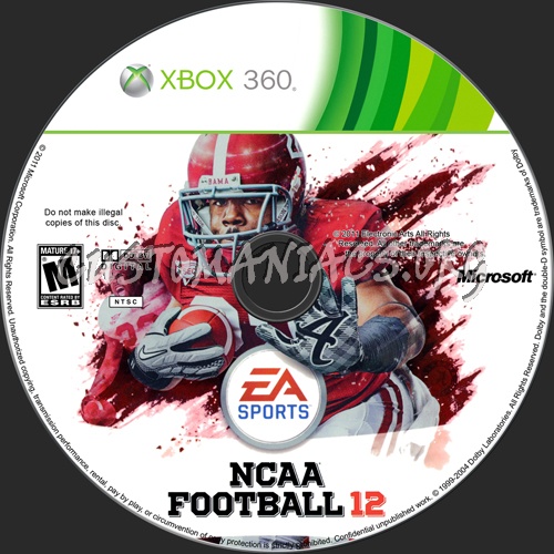 NCAA Football 12 dvd label