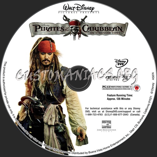 Pirates of the Caribbean On Stranger Tides dvd label