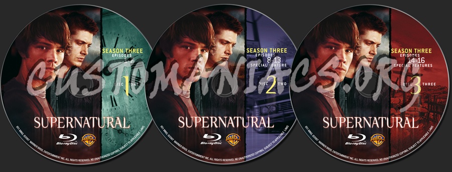 Supernatural Season 3 blu-ray label