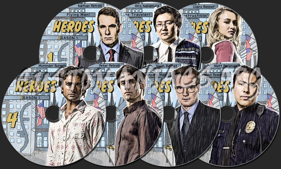 Heroes Season 1 2 3 4 dvd label