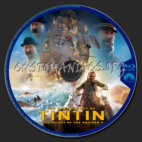 The Adventures of Tintin The Secret of the Unicorn blu-ray label