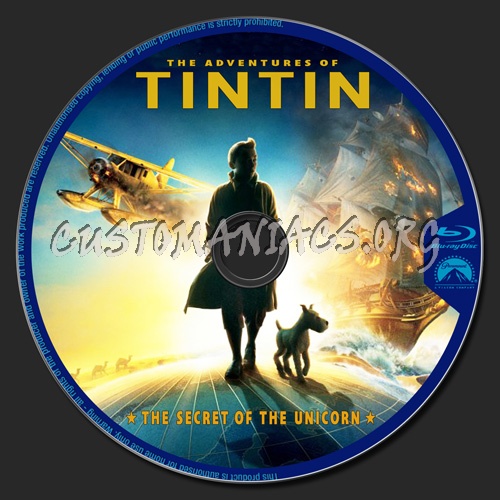 The Adventures Of Tintin The Secret of the Unicorn blu-ray label