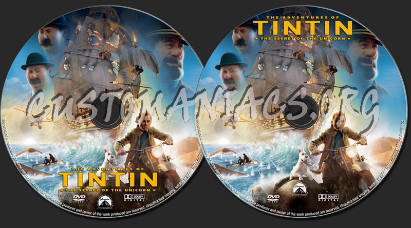 The Adventures of Tintin The Secret of the Unicorn dvd label