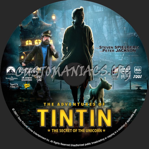 The Adventures of Tintin: The Secret of the Unicorn dvd label