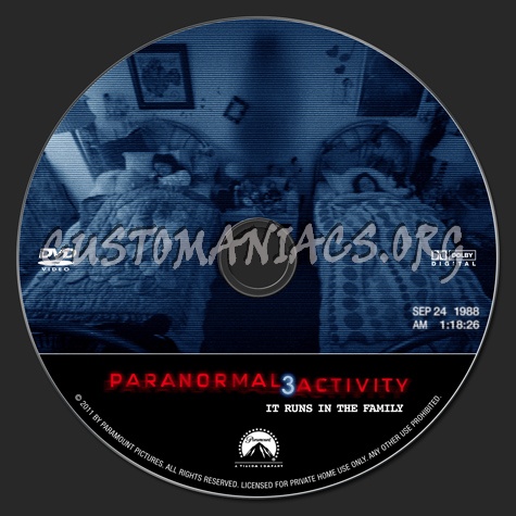 Paranormal Activity 3 dvd label