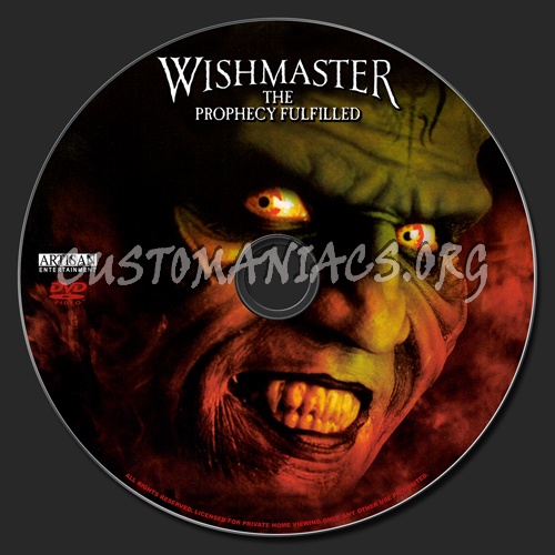 Wishmaster The Prophecy Fulfilled dvd label