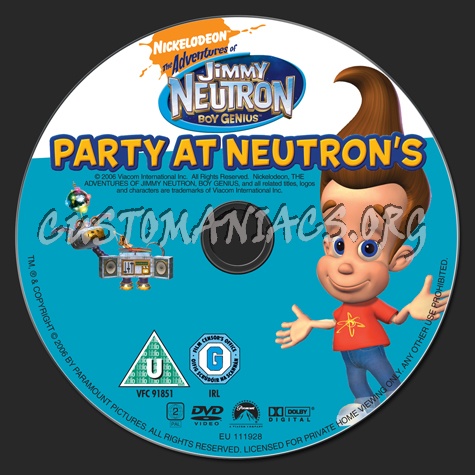 The Adventures of Jimmy Neutron: Party at Neutron's dvd label