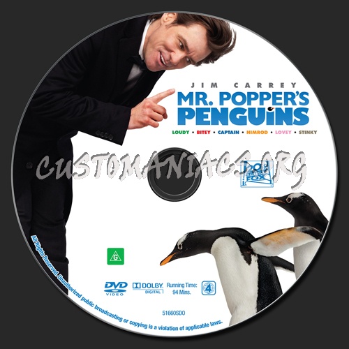 Mr. Popper's Penguins dvd label