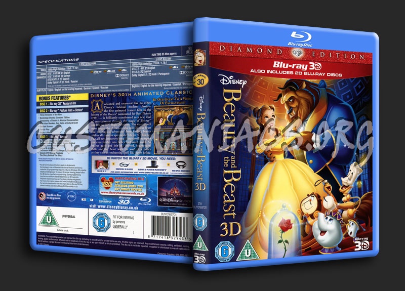 Beauty and the Beast 3D blu-ray cover