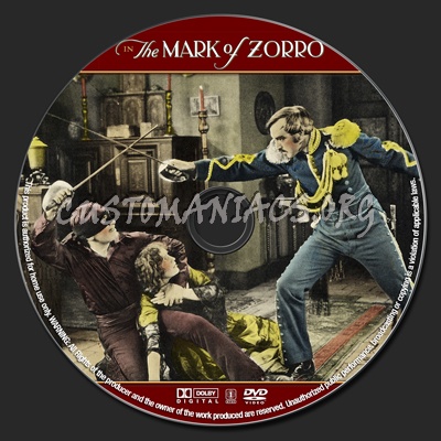 The Mark Of Zorro (1920) dvd label