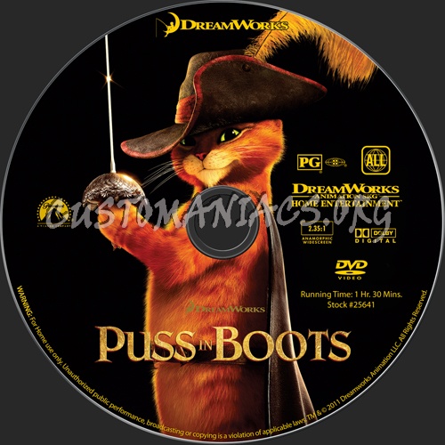 Puss in Boots dvd label