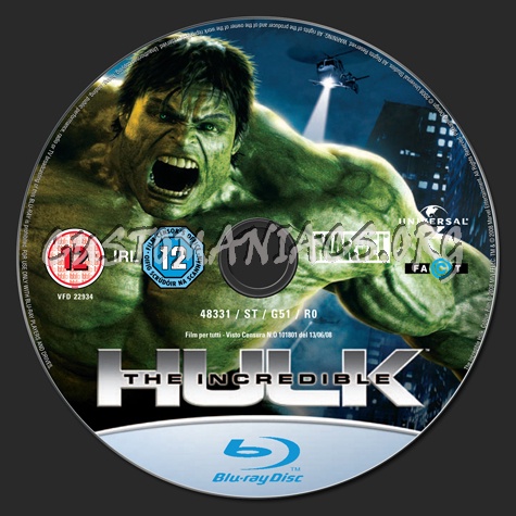 The Incredible Hulk blu-ray label