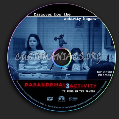 Paranormal Activity 3 dvd label