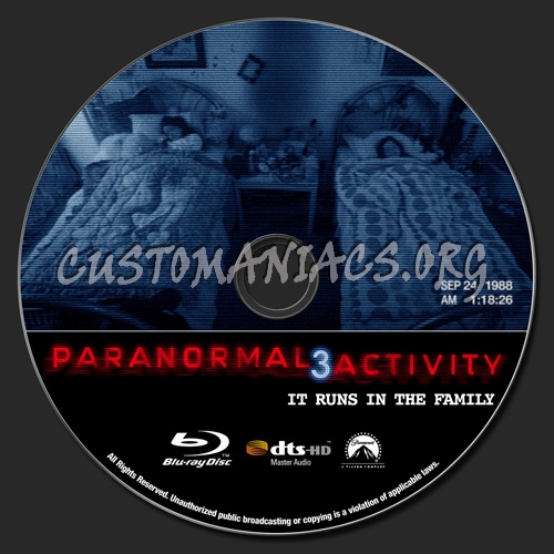 Paranormal Activity 3 blu-ray label