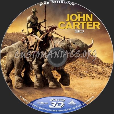 John Carter (2D+3D) blu-ray label