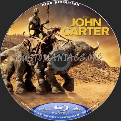 John Carter (2D+3D) blu-ray label