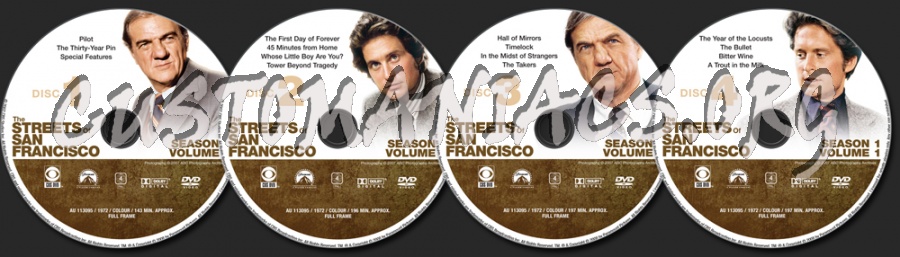 The Streets of San Francisco Season 1 Volume 1 dvd label