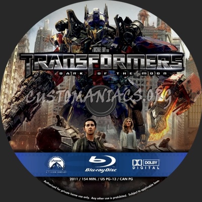 Transformers - Dark of the Moon blu-ray label