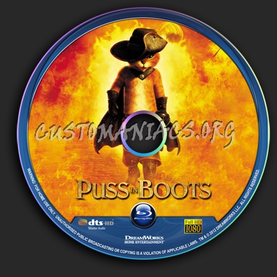 Puss In Boots blu-ray label