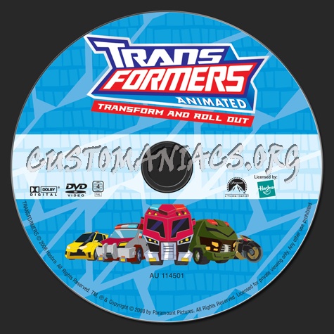 Transformers Animated Transform and Roll Out dvd label