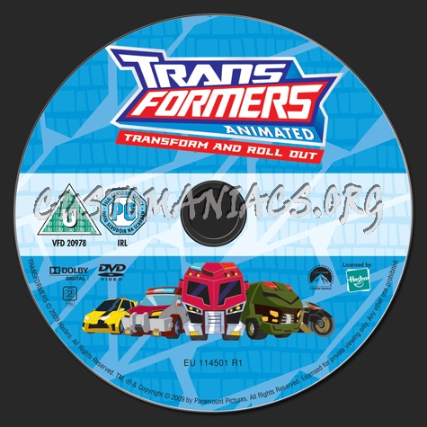 Transformers Animated Transform and Roll Out dvd label