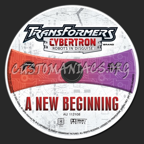 Transformers Cybertron A New Beginning dvd label