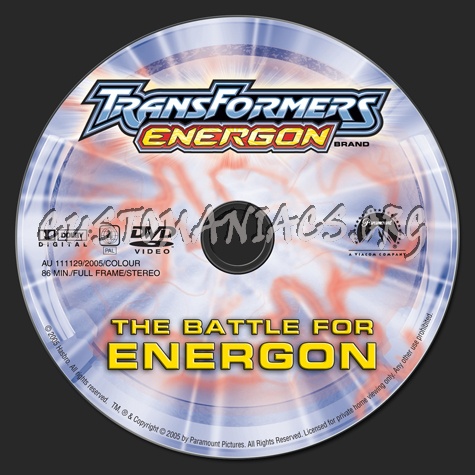 Transformers Energon The Battle for Energon dvd label