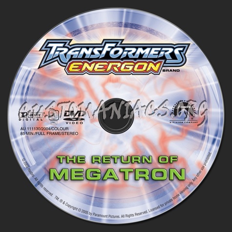 Transformers Energon The Return of Megatron dvd label