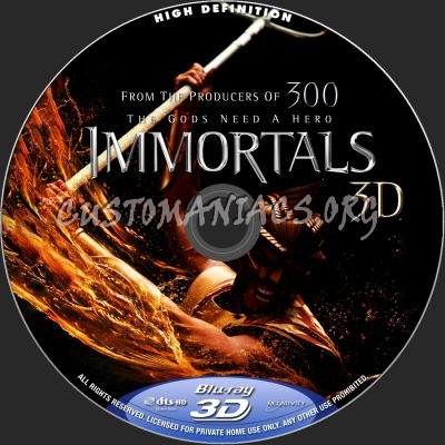 Immortals 2D+3D blu-ray label