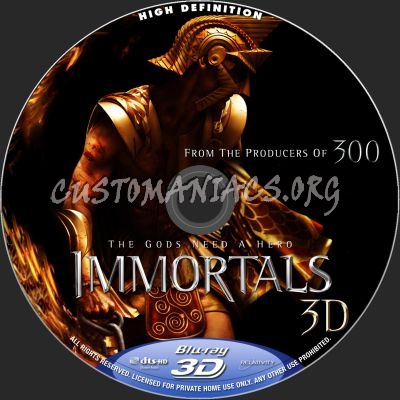 Immortals 2D+3D blu-ray label