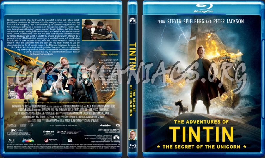 The Adventures of TinTin blu-ray cover